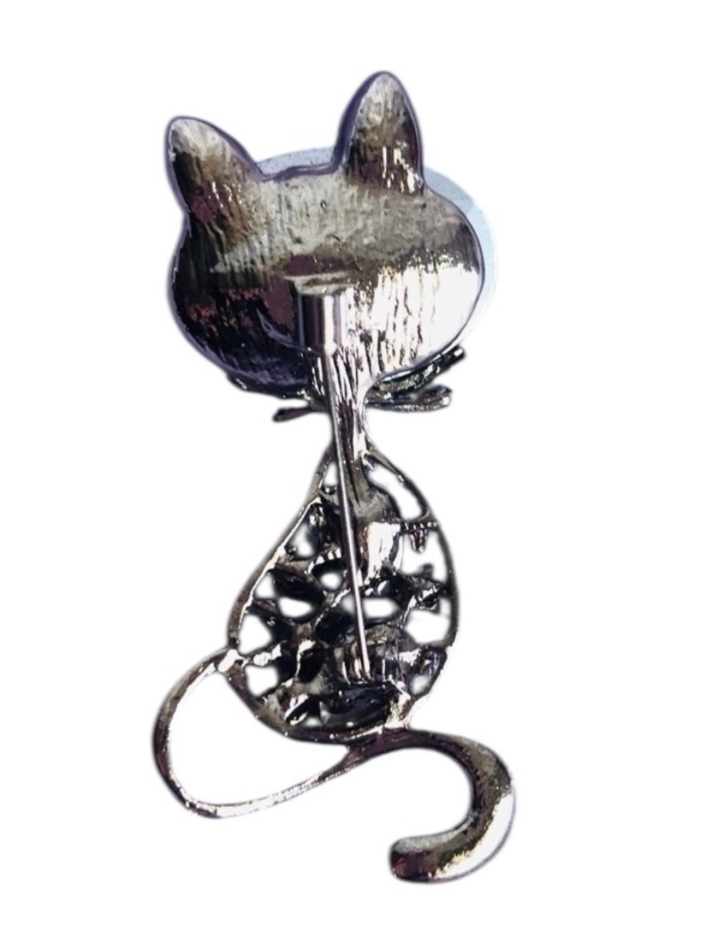 Crystal Cat Brooch Pin – Elegant Animal Jewelry Gift for Women - Picture 3 of 5